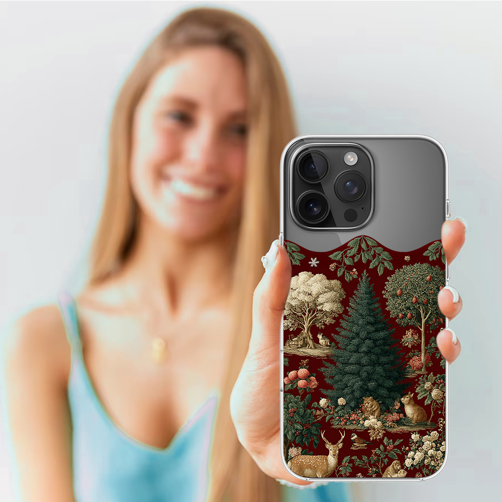 Etui do iPhone 14 Pro, Zimowa Magia, Świąteczny las, przeźroczyste4