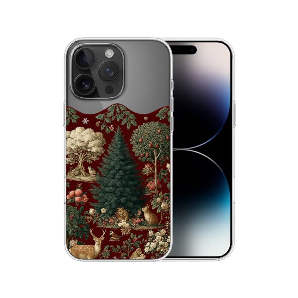 Etui do iPhone 14 Pro, Zimowa Magia, Świąteczny las, przeźroczyste