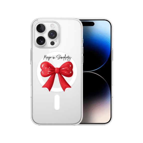 Etui do iPhone 14 Pro z MagSafe, Przytulne święta, Czerwona kokarda, przeźroczyste7