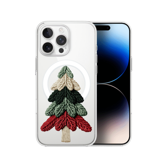 Etui do iPhone 14 Pro z MagSafe, Przytulne święta, Dziana choinka, przeźroczyste7