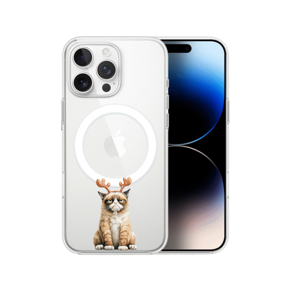 Etui do iPhone 14 Pro z MagSafe, Przytulne święta, Kot który nie chciał być reniferem, przeźroczyste7