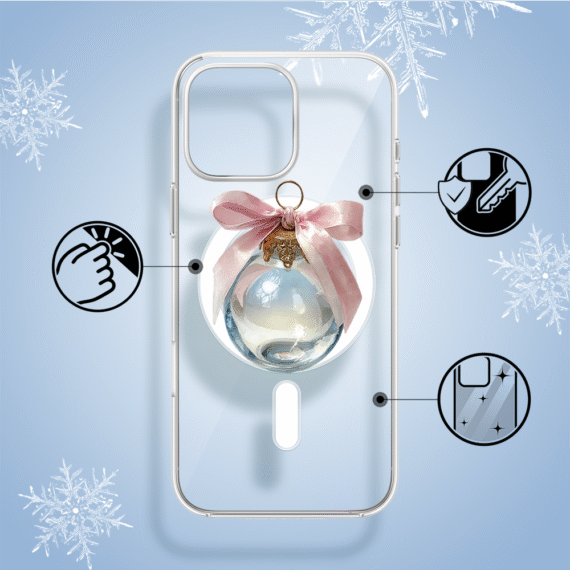Etui do iPhone 14 Pro z MagSafe, Przytulne święta, Kryształowa bombka, przeźroczyste1
