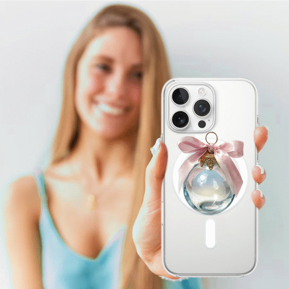 Etui do iPhone 14 Pro z MagSafe, Przytulne święta, Kryształowa bombka, przeźroczyste4