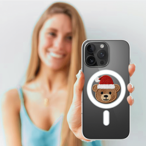 Etui do iPhone 14 Pro z MagSafe, Przytulne święta, Miś Mikołajek, przeźroczyste4