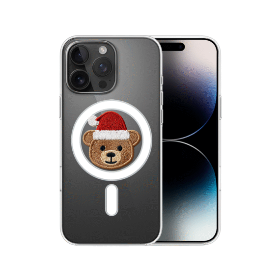 Etui do iPhone 14 Pro z MagSafe, Przytulne święta, Miś Mikołajek, przeźroczyste7