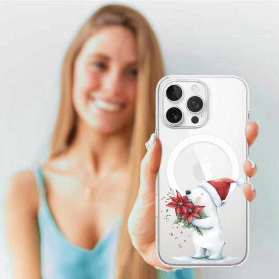 Etui do iPhone 14 Pro z MagSafe, Przytulne święta, Miś świąteczny, przeźroczyste4