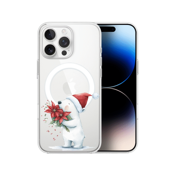 Etui do iPhone 14 Pro z MagSafe, Przytulne święta, Miś świąteczny, przeźroczyste7