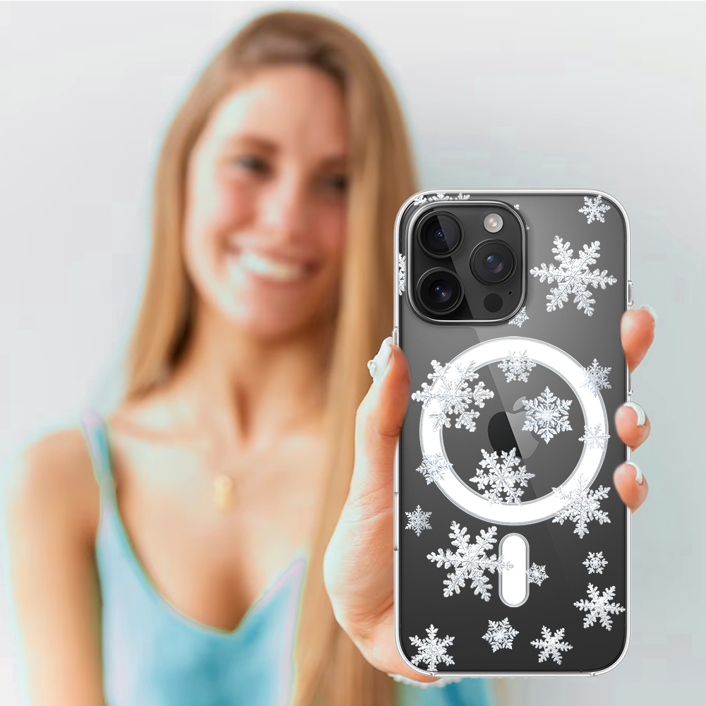 Etui do iPhone 14 Pro z MagSafe, Zimowa Magia, Delikatne płatki śniegu, przeźroczyste4