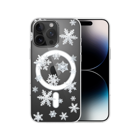 Etui do iPhone 14 Pro z MagSafe, Zimowa Magia, Delikatne płatki śniegu, przeźroczyste7