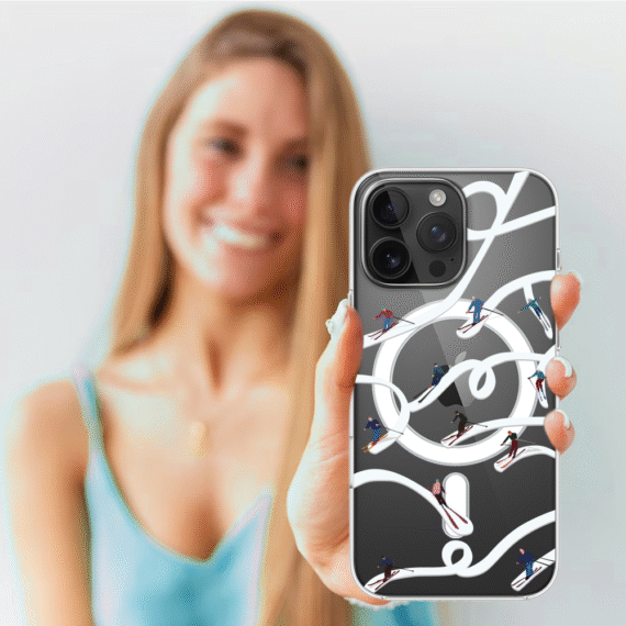 Etui do iPhone 14 Pro z MagSafe, Zimowa Magia, Narciarskie wiraże, przeźroczyste4