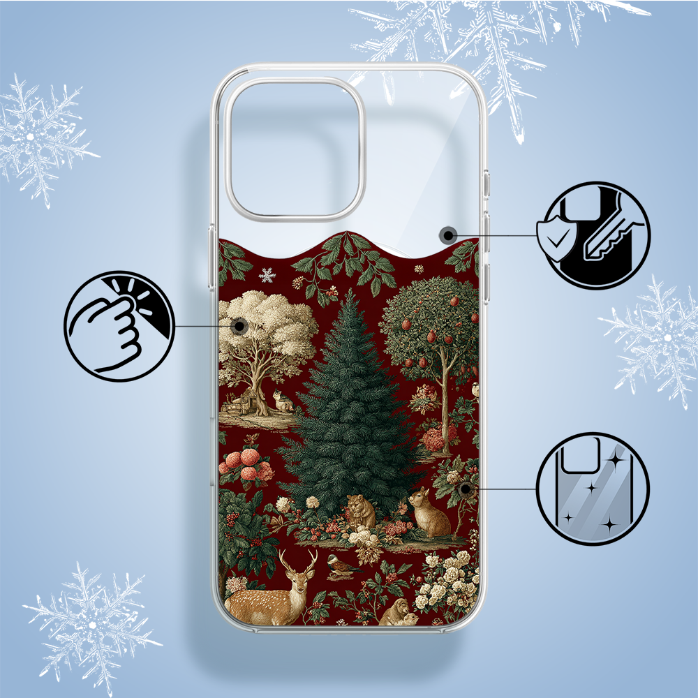 Etui do iPhone 14 Pro z MagSafe, Zimowa Magia, Świąteczny las, przeźroczyste1