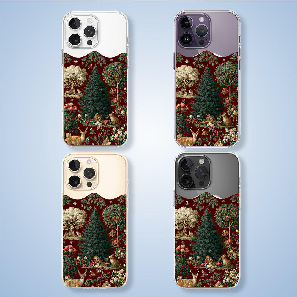 Etui do iPhone 14 Pro z MagSafe, Zimowa Magia, Świąteczny las, przeźroczyste2