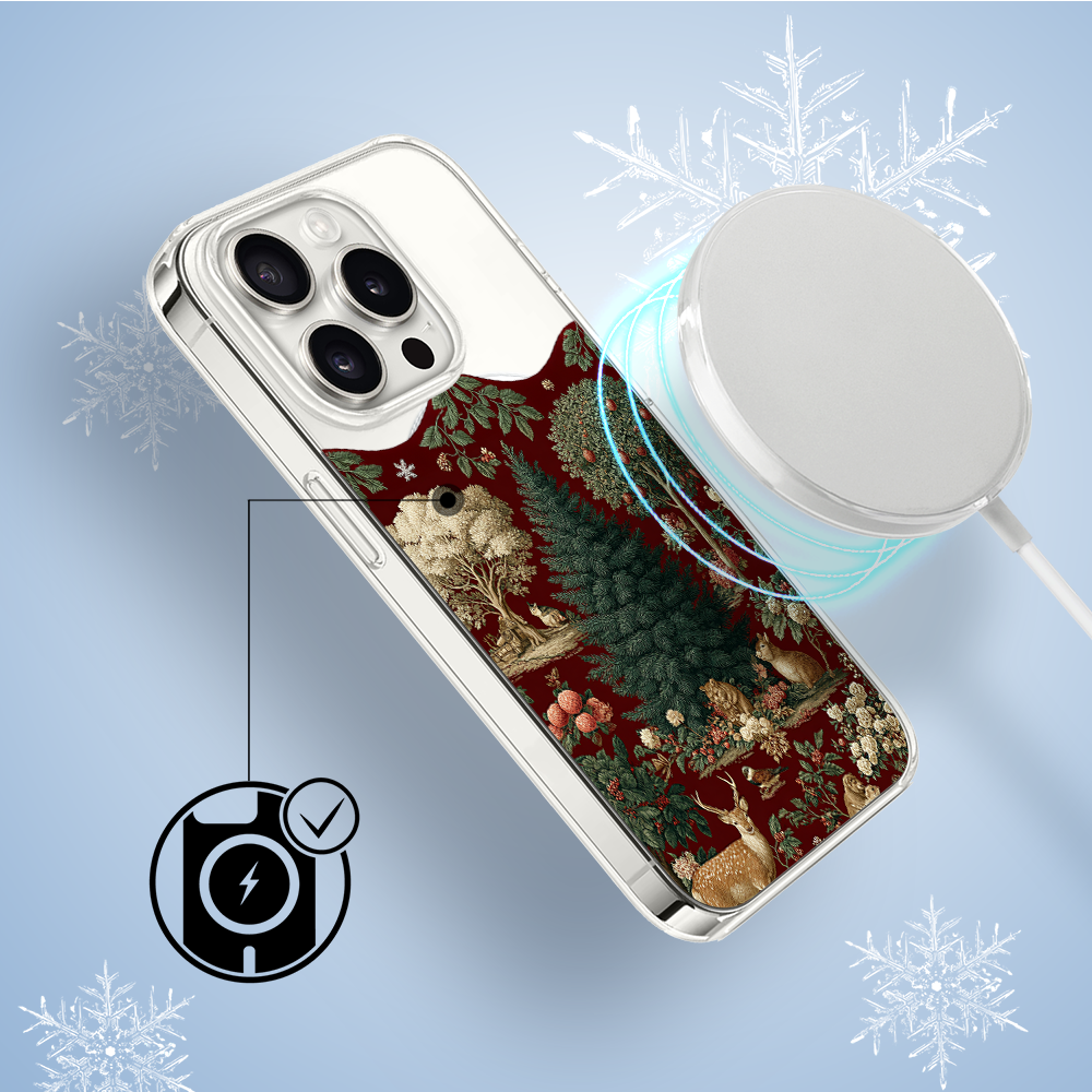 Etui do iPhone 14 Pro z MagSafe, Zimowa Magia, Świąteczny las, przeźroczyste3