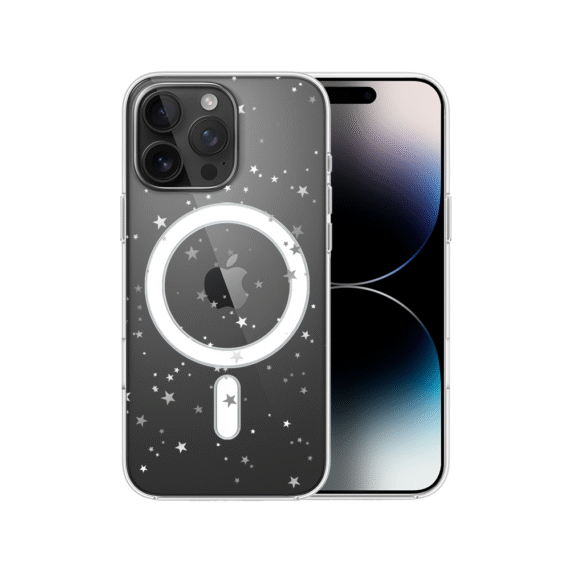Etui do iPhone 14 Pro z MagSafe, Zimowa Magia, Szampańskie gwiazdki, przeźroczyste7