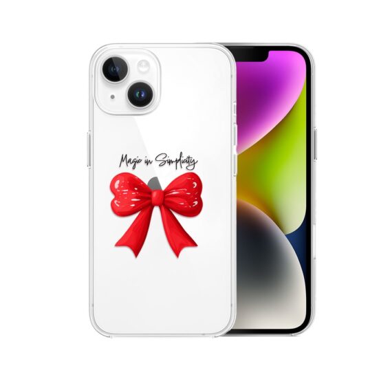 Etui do iPhone 14, Przytulne święta, Czerwona kokarda, przeźroczyste3