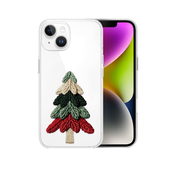 Etui do iPhone 14, Przytulne święta, Dziana choinka, przeźroczyste2