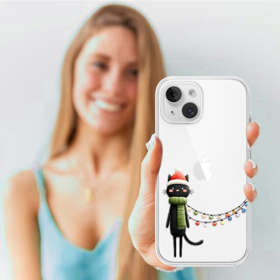 Etui do iPhone 14, Przytulne święta, Dziana choinka, przeźroczyste3