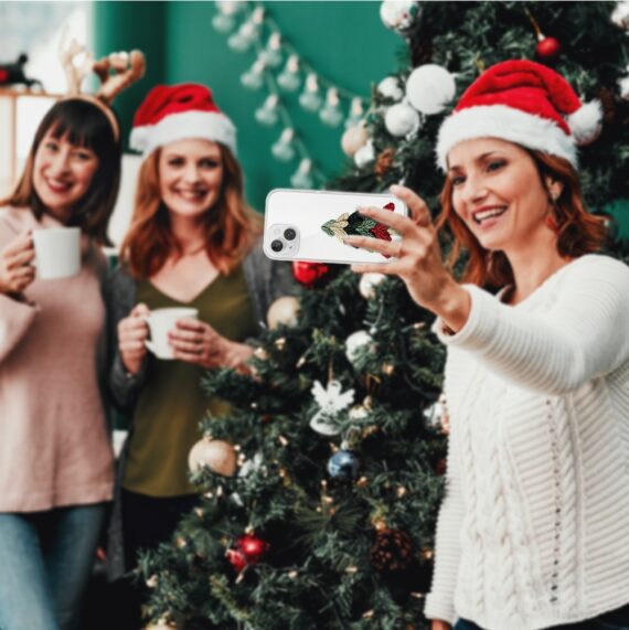 Etui do iPhone 14, Przytulne święta, Dziana choinka, przeźroczyste4