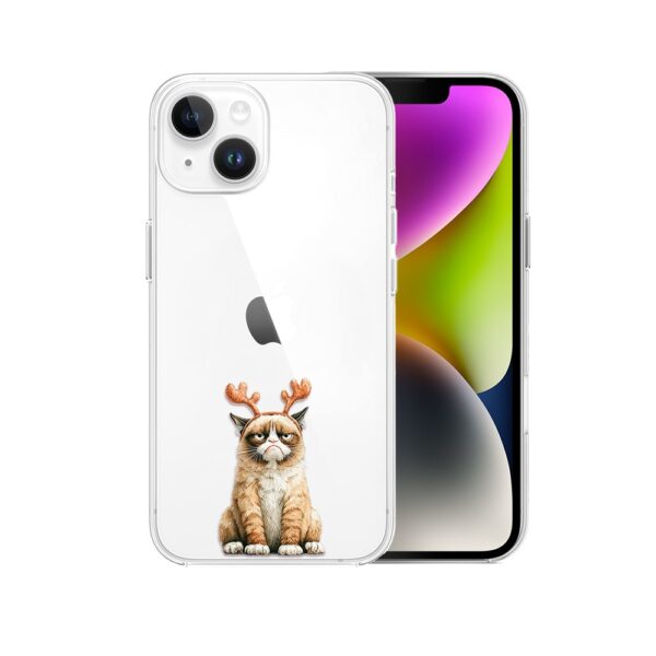 Etui do iPhone 14 Plus, Przytulne święta, Kot który nie chciał być reniferem, przeźroczyste