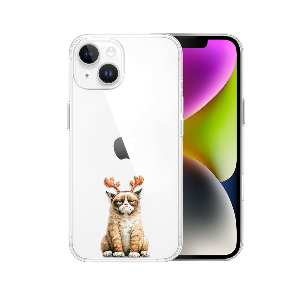 Etui do iPhone 14, Przytulne święta, Kot który nie chciał być reniferem, przeźroczyste