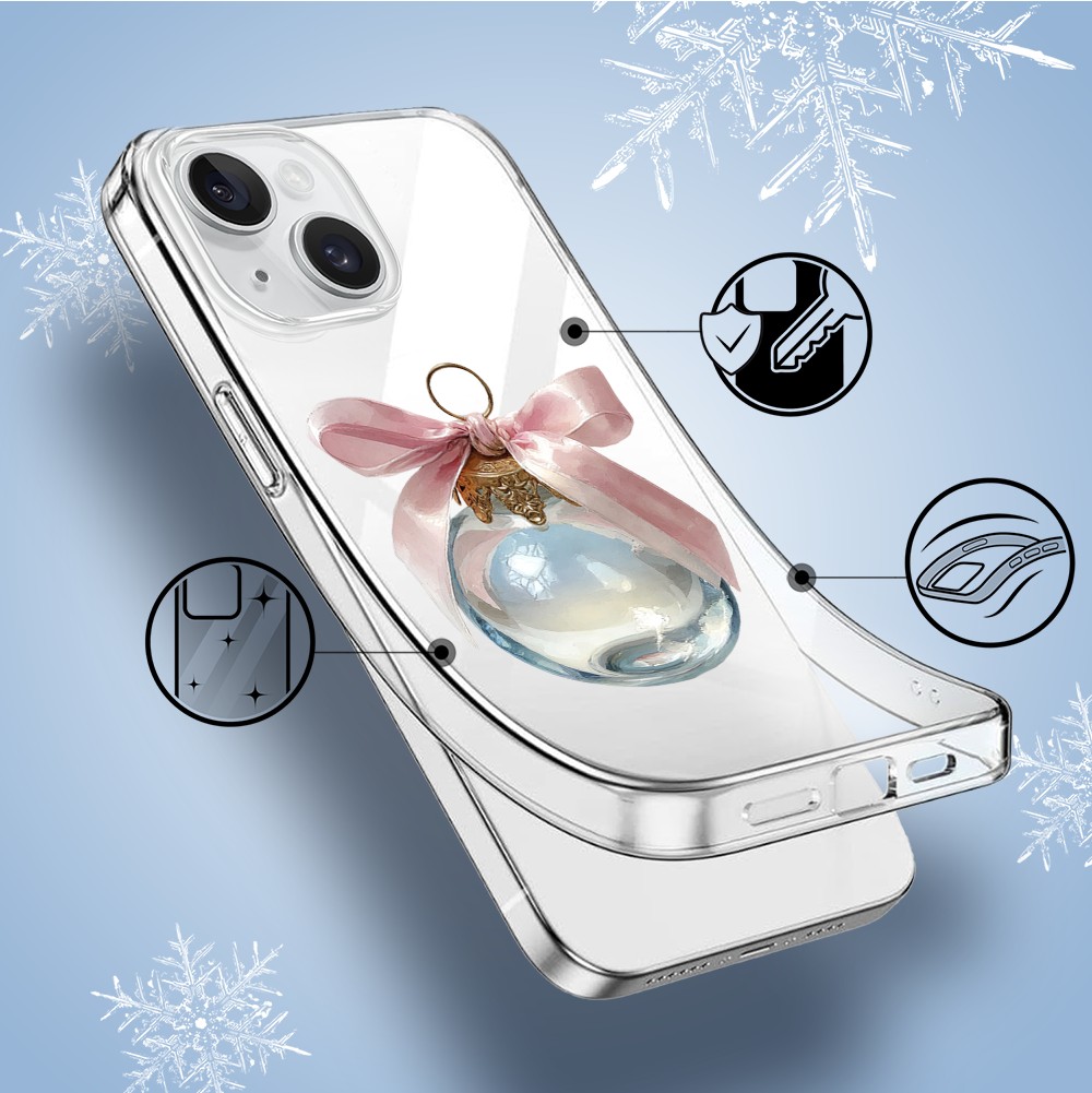 Etui do iPhone 14, Przytulne święta, Kryształowa bombka, przeźroczyste1