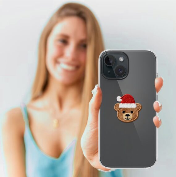 Etui do iPhone 14, Przytulne święta, Miś Mikołajek, przeźroczyste3