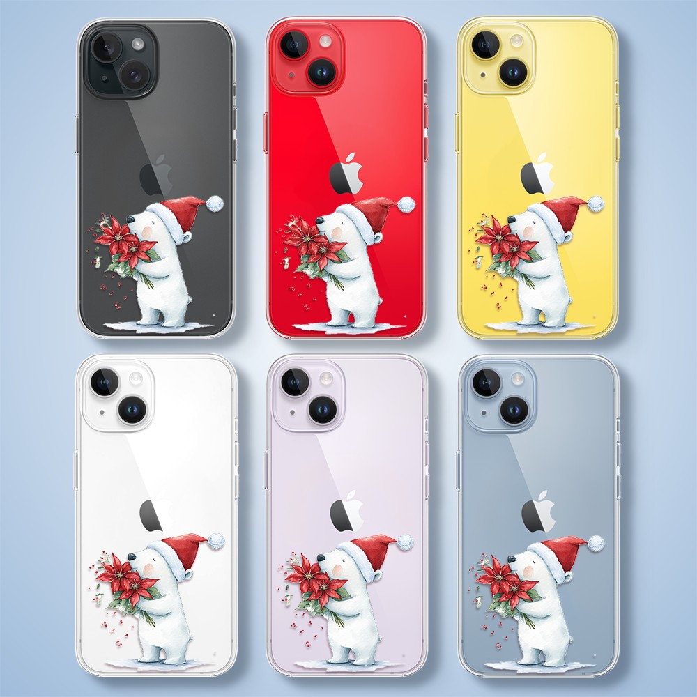 Etui do iPhone 14, Przytulne święta, Miś świąteczny, przeźroczyste5