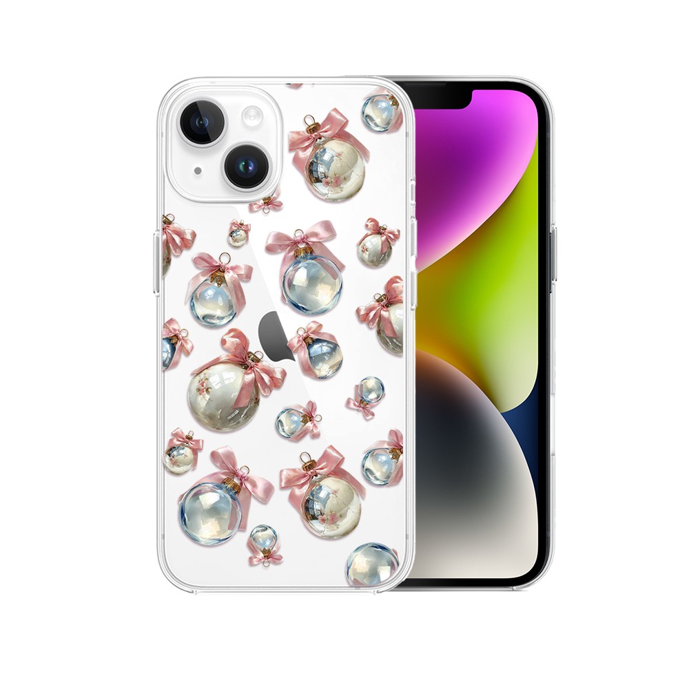 Etui do iPhone 14, Przytulne święta, Pastelowe bombki, przeźroczyste
