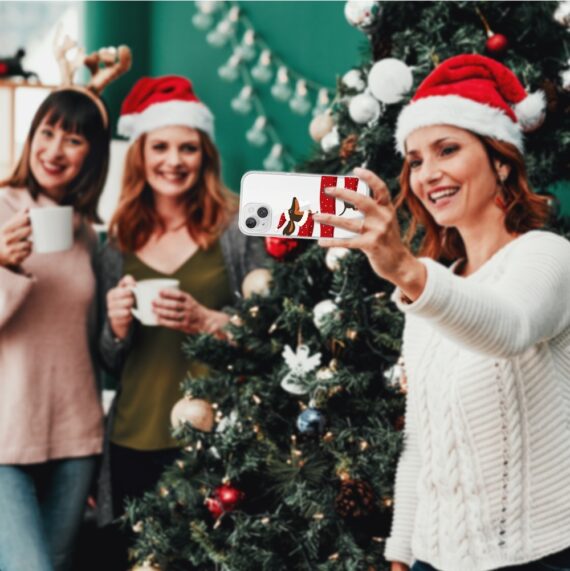 Etui do iPhone 14, Przytulne święta, Świąteczny jamnik, przeźroczyste4