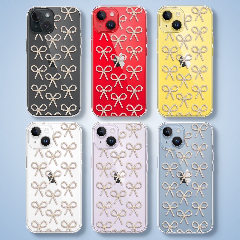 Etui do iPhone 14, Przytulne święta, Złote kokardki, przeźroczyste6