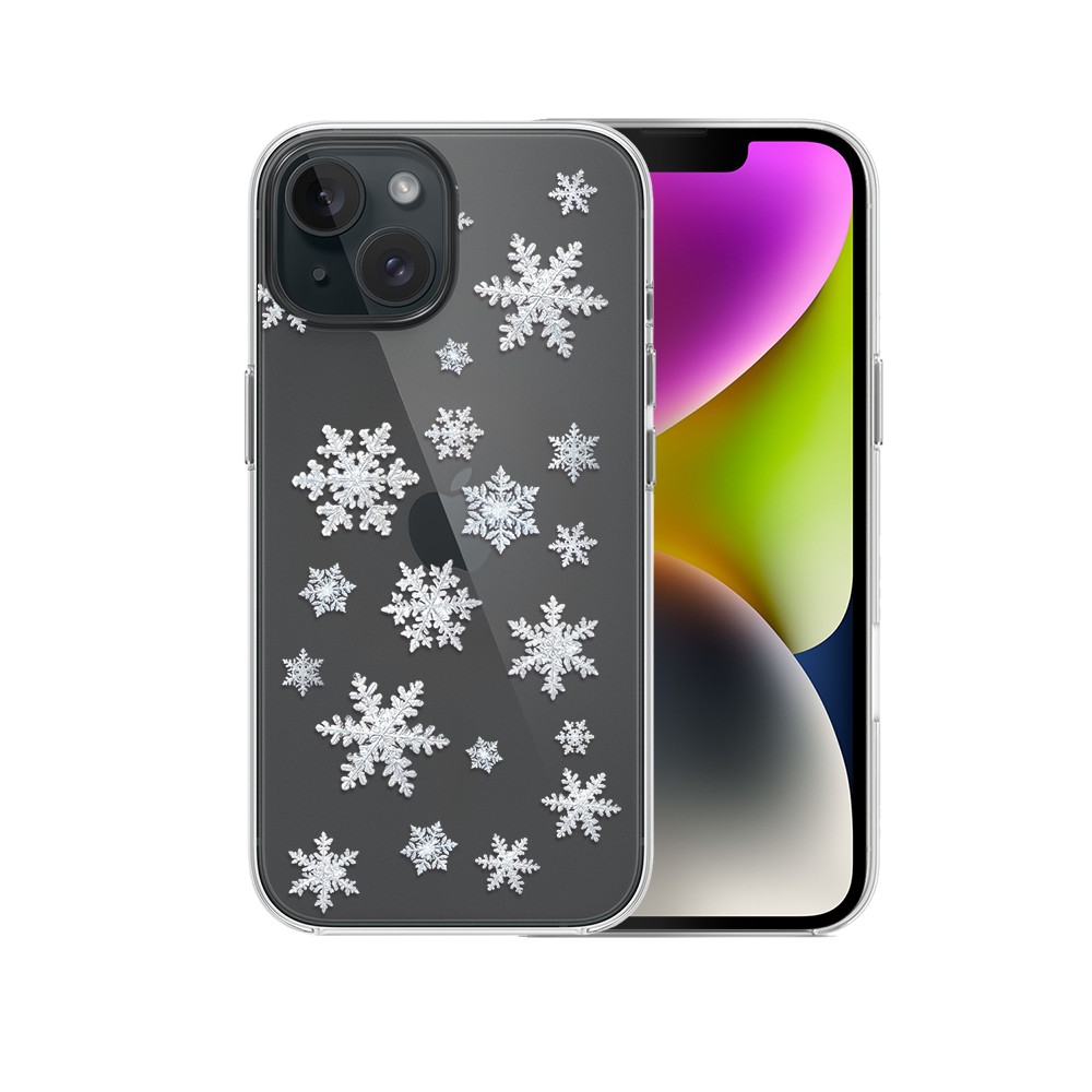 Etui do iPhone 14, Zimowa Magia, Delikatne płatki śniegu, przeźroczyste