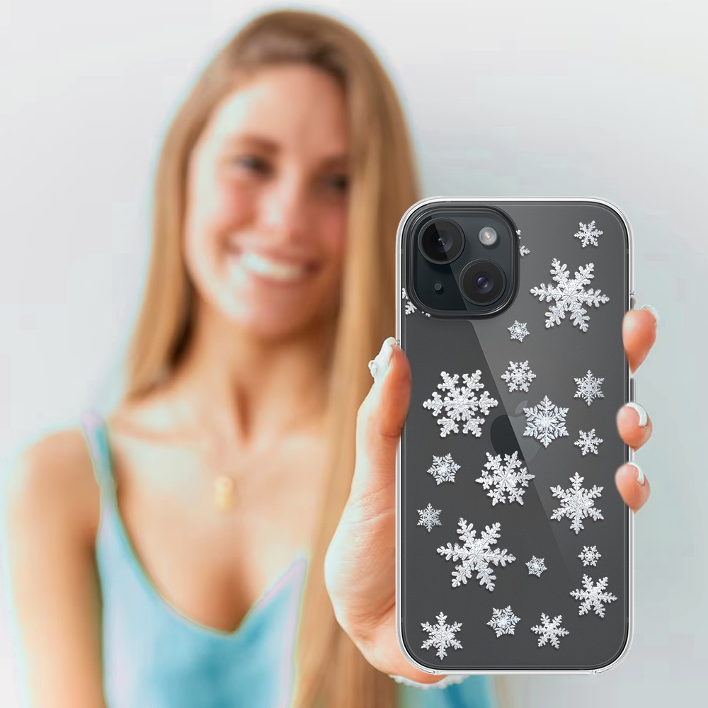 Etui do iPhone 14, Zimowa Magia, Delikatne płatki śniegu, przeźroczyste3