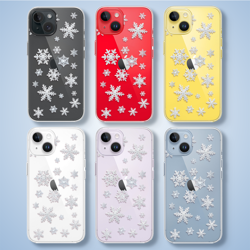 Etui do iPhone 14, Zimowa Magia, Delikatne płatki śniegu, przeźroczyste5