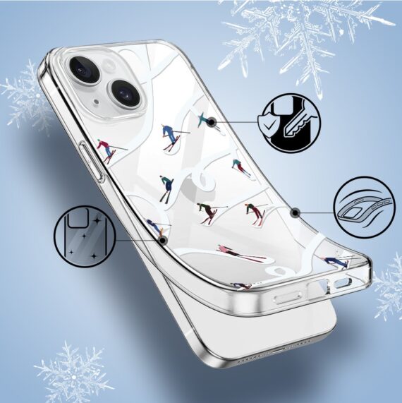 Etui do iPhone 14, Zimowa Magia, Narciarskie wiraże, przeźroczyste1