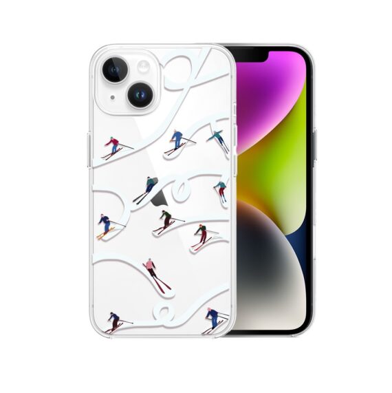 Etui do iPhone 14, Zimowa Magia, Narciarskie wiraże, przeźroczyste2