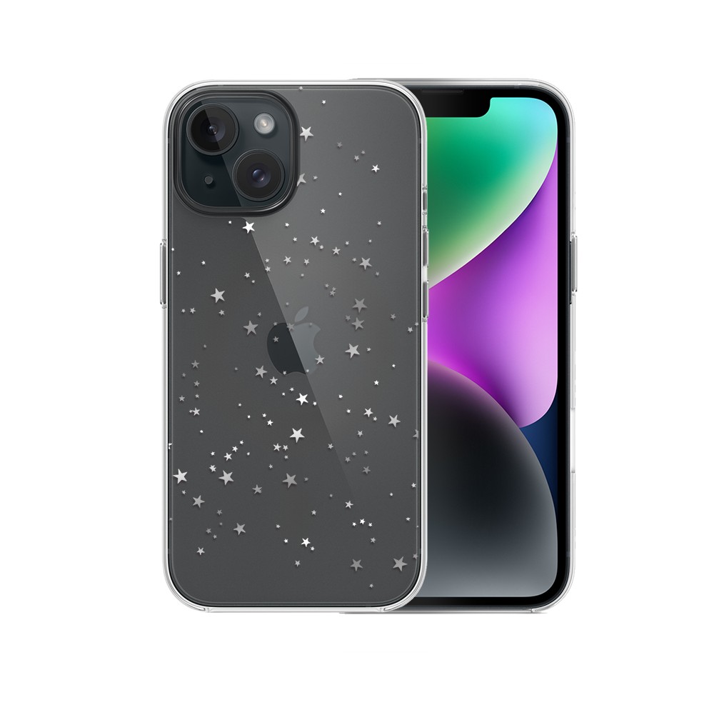 Etui do iPhone 14, Zimowa Magia, Szampańskie gwiazdki, przeźroczyste