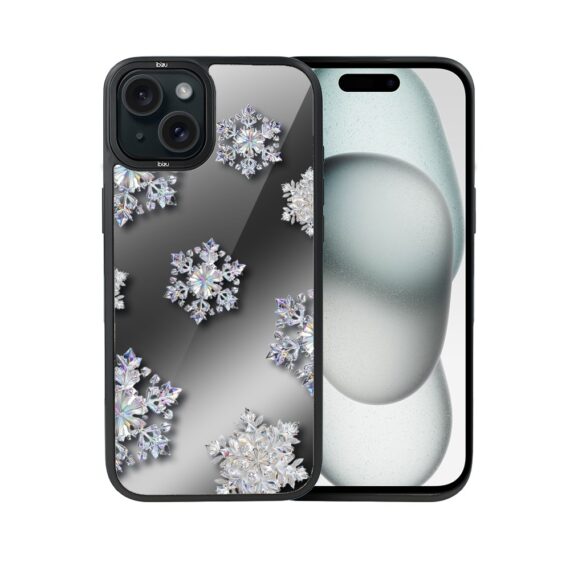 Etui do iPhone 15 Plus IBIZU DropGuard Matt z MagSafe, Zimowa magia, Królewskie płatki śniegu ip 15