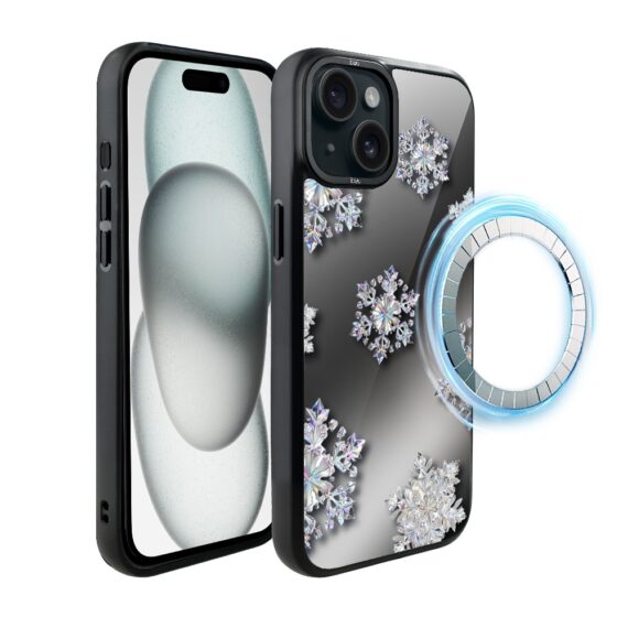Etui do iPhone 15 Plus IBIZU DropGuard Matt z MagSafe, Zimowa magia, Królewskie płatki śniegu ip 15-6