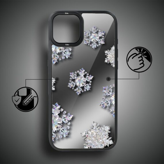 Etui do iPhone 15 Plus IBIZU DropGuard Matt z MagSafe, Zimowa magia, Królewskie płatki śniegu ip 15-7