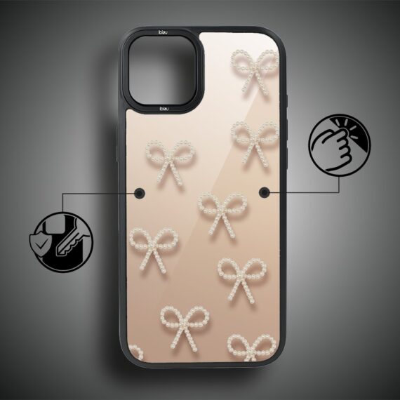 Etui do iPhone 15 Plus IBIZU DropGuard Matt z MagSafe, Zimowa magia, Perłowe kokardki ip 15-7