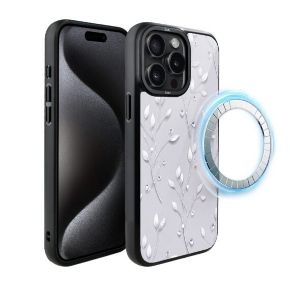 Etui do iPhone 15 Pro Max IBIZU DropGuard Matt z MagSafe, Zimowa magia, Lodowe kwiaty ip 15 pro-6