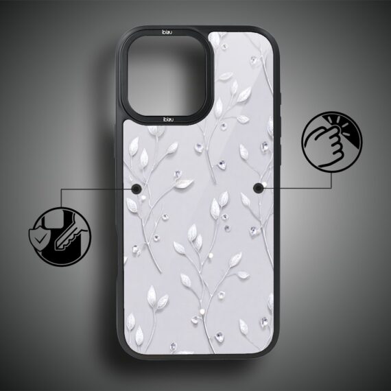 Etui do iPhone 15 Pro Max IBIZU DropGuard Matt z MagSafe, Zimowa magia, Lodowe kwiaty ip 15 pro-7