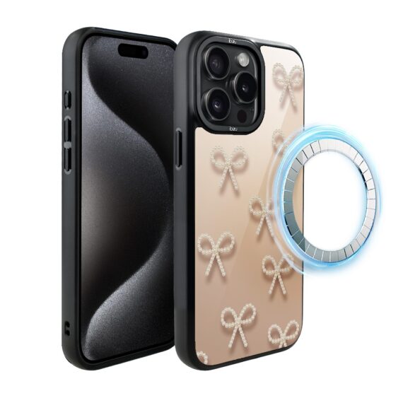 Etui do iPhone 15 Pro Max IBIZU DropGuard Matt z MagSafe, Zimowa magia, Perłowe kokardki ip 15 pro-6