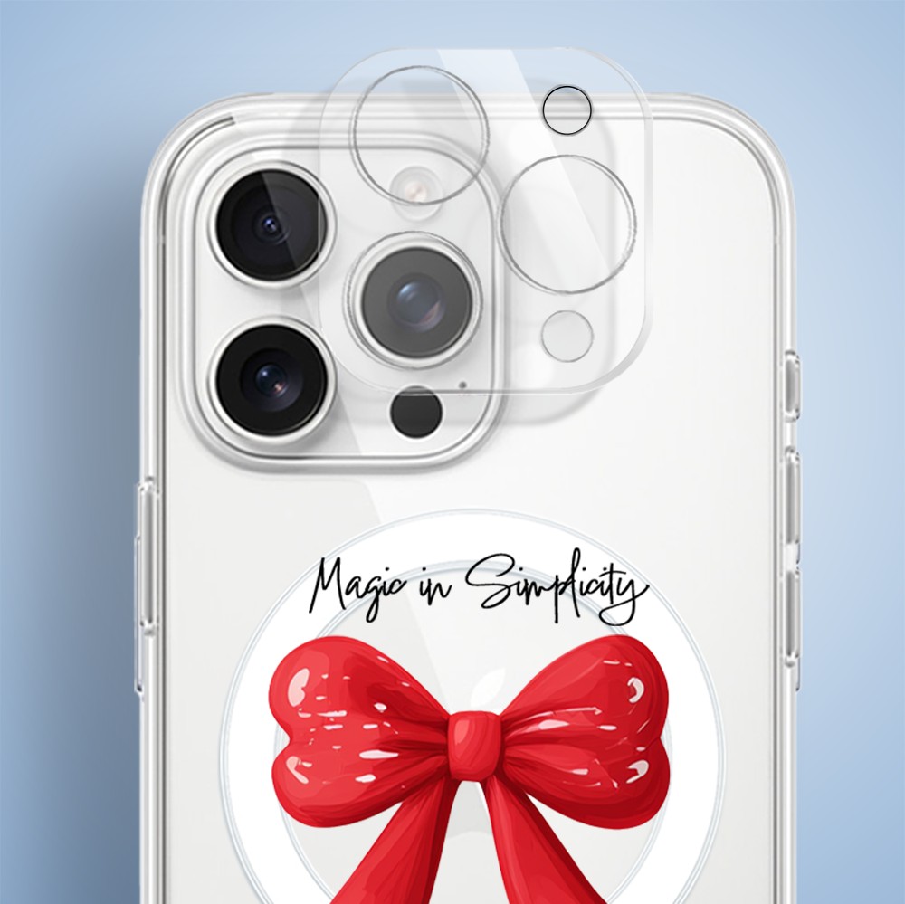 Etui do iPhone 15 Pro Max z MagSafe, Przytulne święta, Czerwona kokarda, przeźroczyste5