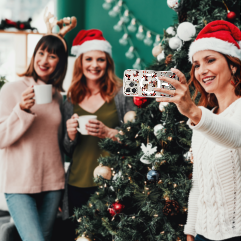 Etui do iPhone 15 Pro Max z MagSafe, Przytulne święta, Jamniki na saniach, przeźroczyste6