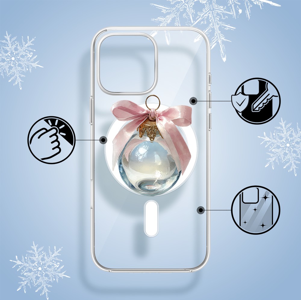 Etui do iPhone 15 Pro Max z MagSafe, Przytulne święta, Kryształowa bombka, przeźroczyste1