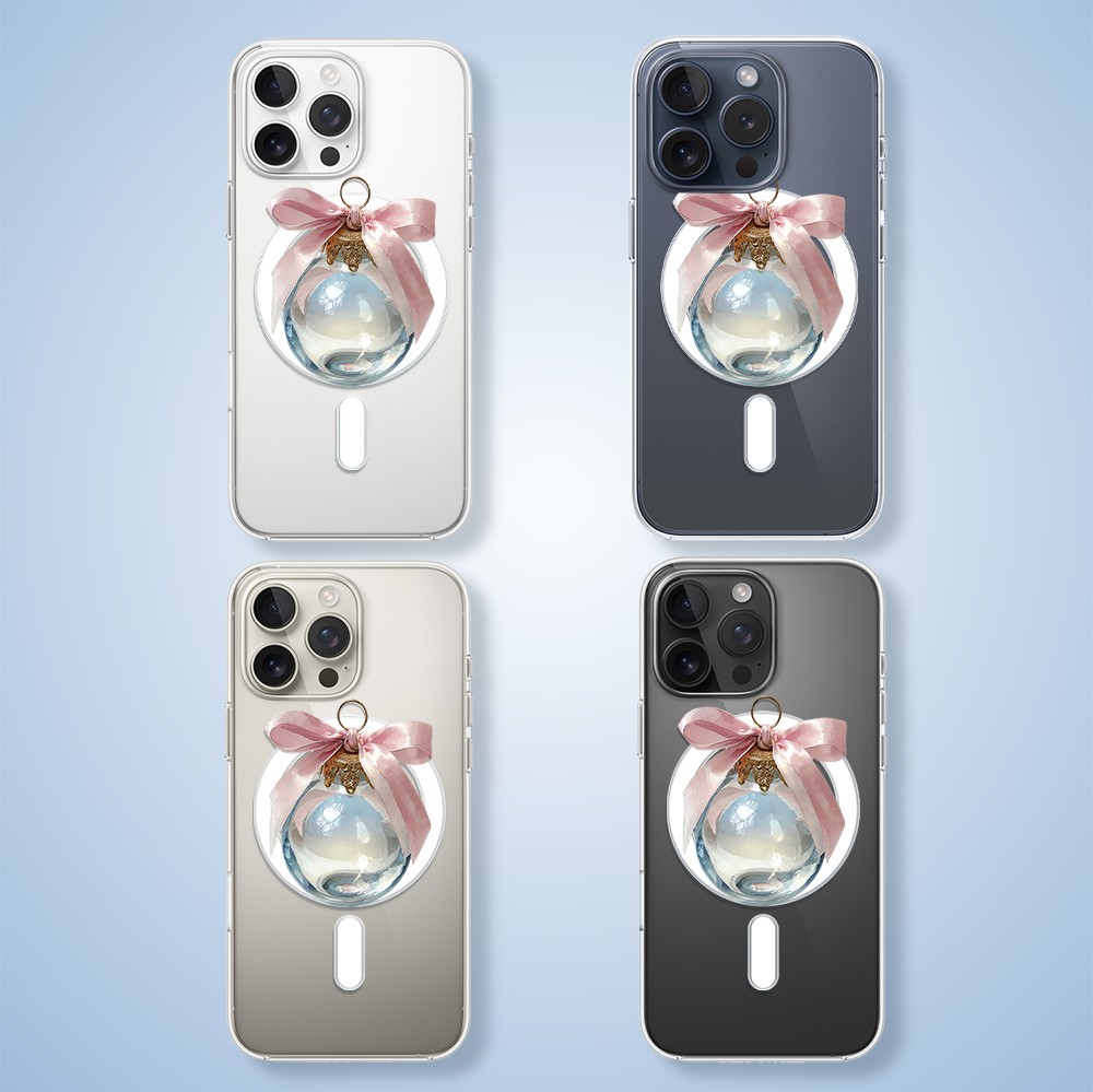 Etui do iPhone 15 Pro Max z MagSafe, Przytulne święta, Kryształowa bombka, przeźroczyste2