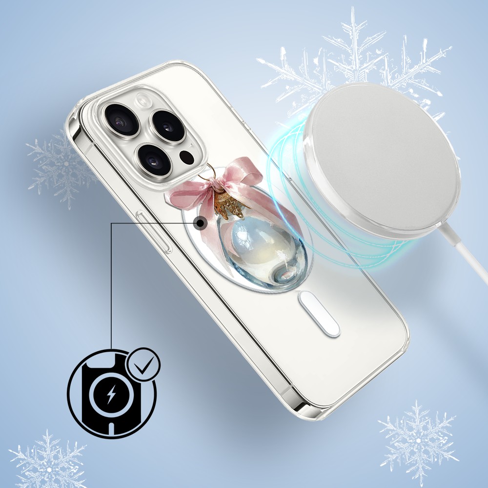 Etui do iPhone 15 Pro Max z MagSafe, Przytulne święta, Kryształowa bombka, przeźroczyste3