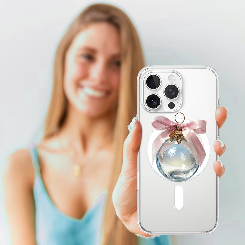 Etui do iPhone 15 Pro Max z MagSafe, Przytulne święta, Kryształowa bombka, przeźroczyste4
