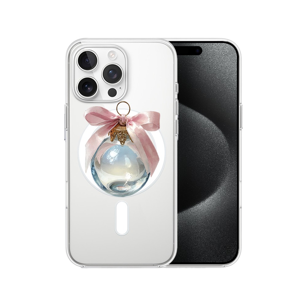 Etui do iPhone 15 Pro z MagSafe, Przytulne święta, Kryształowa bombka, przeźroczyste